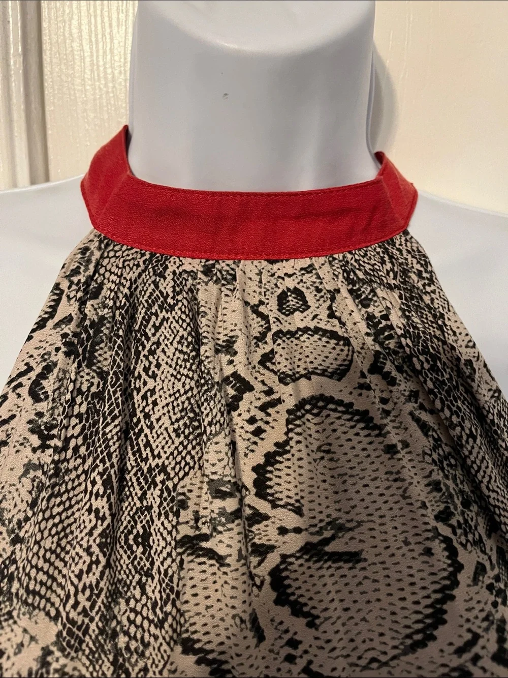 Free People Through the Night Snake Print Halter Tank with Red Neckline
